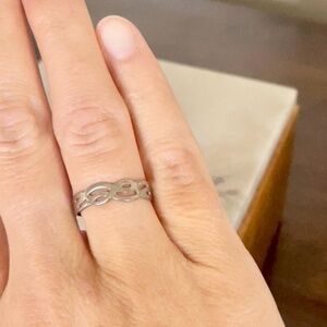 Celtic twist adjustable silver ring